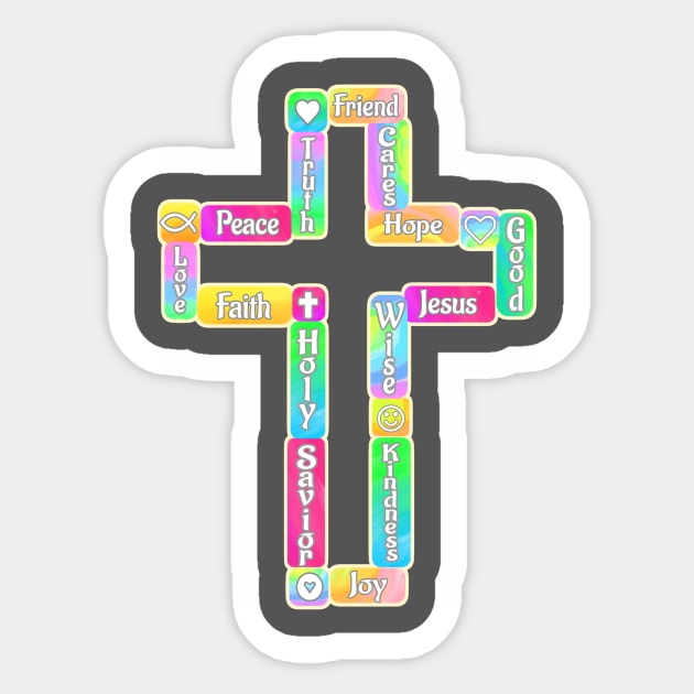 Decorative Cross with Christian Words Sticker by AlondraHanley